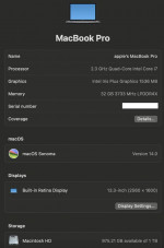 MacBook Pro 13" 2.3GHz i7 32GB 1TB 2020 model