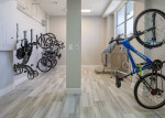 Bike storage area with modern flooring in Clearwater apartment amenities.