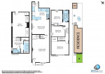 Floor plan of a charming single-family home in Brooklyn, featuring three bedrooms and an open-concept kitchen.