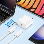 3-Pack iPhone 15 Charger 20W USB-C Fast Charging Block with Apple MFI