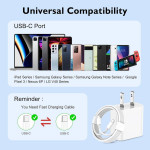 3-Pack iPhone 15 Charger 20W USB-C Fast Charging Block with Apple MFI