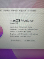 Apple MacBook Air A1465 11” Laptop Intel i5 4GB RAM 128GB SSD MacOS Mo