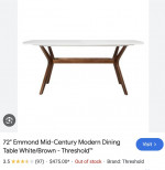72'' Mid-Century Modern Dining Table (White/Brown)