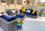 High End Outdoor Patio Sofa Sets Clearance w/Sunbrella Plush Cushions