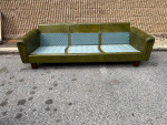 Mid Century Green Leather Upholstered Sofa