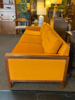Mid-Century Tangerine Sofa w/Walnut Frame