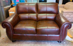 NEW Brown Top-Grain Leather Loveseat Sofa