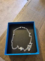 NEW STERLING SILVER FLAT MARINER NECKLACE AND BRACELET MADE IN ITALY