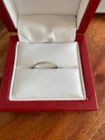 Size 4.5 14K White Gold Wedding Ring With 23 Diamonds