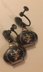 Antique Vintage Siam Sterling Silver Crown Shaped Earrings