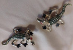 Rare Find - Set of 2 Vintage 1960's Gold Tone Alligator Pins