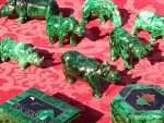 Solid Malachite hand carved animals and boxes from Kenya $75-125 each