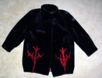 Fur Jacket Sheared Beaver Black Red Design Custom Womens Size 6-8 EUC
