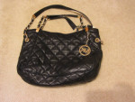 Michael Kors Susannah Medium Shoulder Tote in Black Quilted Leather.