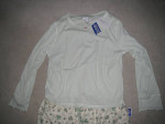 New w Tags: 2-Pc Pajama Set, Green & Ivory w Flowers & Stripes, Size L