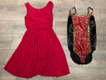 2 Adult Medium Dance Ice Skating Costumes, Red Dress Leotard Worn Once