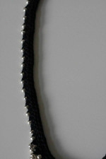 New Black Knit Necklace with Silver Beads