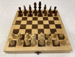 Great Chess Set With A Remarkable Bleached Bi-folding Wooden Casing