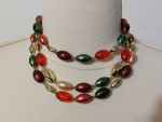 Vintage Triple Strand Multi-Color Acrylic Bead Adjustable Choker OBO