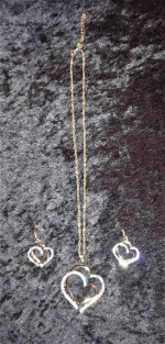 Beautiful Double Hearts Necklace & Earrings Set - On Sale!
