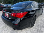 Black 2020 Infiniti Q50 Premium sedan parked, showcasing sleek design and modern features.