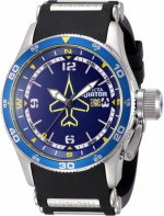 Invicta Men Quartz Aviator Flight Polyurethane Strap Blue Dial GMT👀❤️