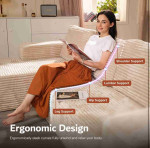 Boneless Sofa Chair Chaise Indoor, Comfy Reading Lounge Couch with Throw Pillows and Armrests, Corduroy Upholstered Cloud Sleeper Sofa for Living Room, Bedroom, No Assembly Required