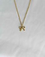 Gold Ribbon Bow Necklace Unisex