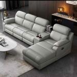 Modern Italian Electric Sofa Set Genuine Leather Multi-Functional Recliner Feature Metal Corner