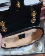 Authentic Gucci GG Marmont Diagonal Quilted Small Shoulder Bag Brown/ Black Style 443497