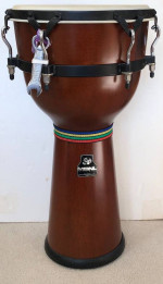 Meinl Floatune Series Wood Djembe Drum 12” Diameter, 25” High, Goat Sk