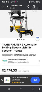 TRANSFORMER 2 AUTOMATIC FOLDING ELECTRIC MOBILITY SCOOTER