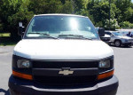 Front view of a 2008 Chevrolet Express cargo van for sale, excellent condition with low mileage.