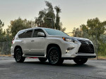 2019 Lexus GX 460 in white with luxury and sport packages, parked outdoors, showcasing modern design and features.