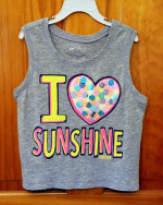 Justice Girls "I Love Sunshine" Crop Tank Top Gray Pink Yellow Size 12