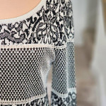 STUNNING  St. John Evening Black/Gray Knit Tunic Top!