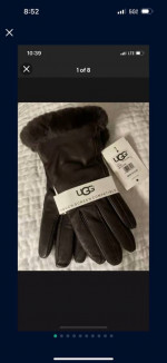 Ugg Women's Classic Brown Leather Smart Winter Gloves~Shearling Cuff~NWT $110!