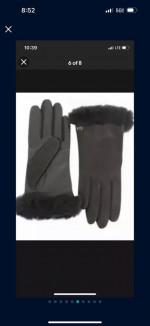 Ugg Women's Classic Brown Leather Smart Winter Gloves~Shearling Cuff~NWT $110!
