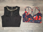 2 Dance Tops, Sports Bras, Adult XS, Black & Gold Halter, Worn Once!
