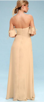 New Lulus Hallie Nude Off-the-Shoulder Maxi Dress