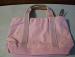 Pink LL Bean Lobster Embroidered Cotton Canvas Tote Bag Handbag Purse