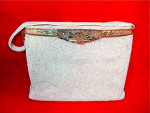 Vintage White Beaded Evening Bag Silver Floral Clasp