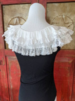 Vintage Oversized White Lace Ruffled Collar 30's 40's