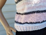 Melody Brooke Ribbed Knitted Glossy Pink, White & Black Vest XS