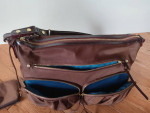 MZ Wallace Brown Shoulderbag Purse Handbag Blue Lining Gold Hardward