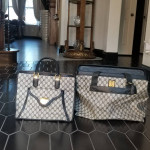 vintage Gucci GG Weekender luggage bag and Handbag Set