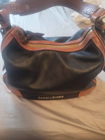 Dooney and Bourke Large Black/Brown Leather Purse + Matching Wallet