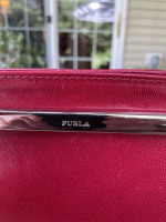 Furla Leather Clutch Purse in Cranberry/Red Color